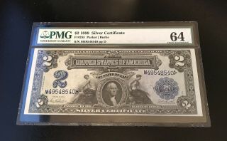 Fr 255 1899 $2 Silver Certificate Mini Porthole Pmg 64