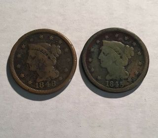1845 & 1848 Braided Hair Cent