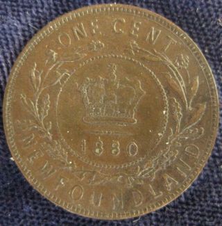 Canada Newfoundland Cent 1880 Narrow 0 Rare Type Xf 81
