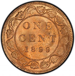 1899 1 Cent Canada Ms - 64rb (repunched 9 / Dp9) Pcgs -