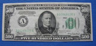 Series Of 1934 $500.  00 Federal Reserve Note " Boston " - Estate Fresh