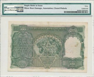 Reserve Bank of India Burma 100 Rupees ND (1945) Ovpt.  Rare PMG EF 30 2