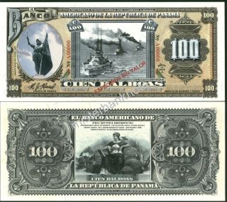 Panama Large Size " Series Of 1918a " 100 Balboa Fantasy Art Note By Reed Bnc