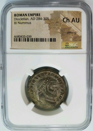 Diocletian Roman Empire Bi Billon Nummus Ngc Ch Au Ancient Caesar Coin