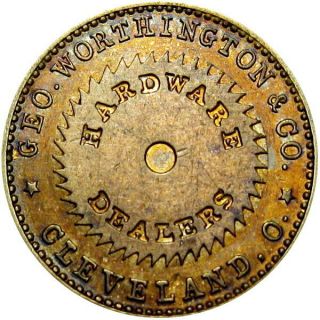 1862 Cleveland Ohio Civil War Token Worthington & Co Circular Saw Blade R6