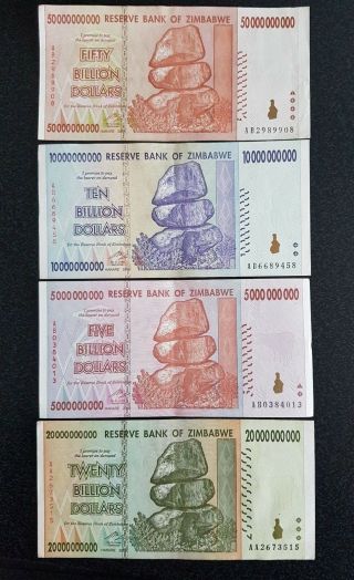 Set Of 5,  10,  20,  50 Billion Dollars Banknote Money Currency Note Bill