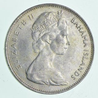 Silver - World Coin - 1966 Bahama Islands 1 Dollar World Silver Coin 18.  3g 174