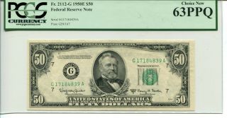 Fr 2112 - G 1950e $50 Federal Reserve Note 63 Ppq Choice