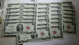 1963 $2 Crisp Two Dollar United States Notes 26 Consecutive Notes