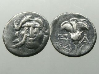 Rhodos Caria Silver Drachm_helios & Rose_3rd Cent Bc_home Of The Colossus