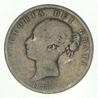 World Coin - 1878 United Kingdom 1/2 Crown - 13.  3g - World Silver Coin 819