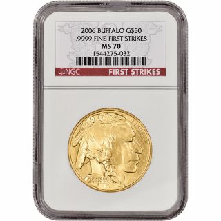 2006 American Gold Buffalo (1 Oz) $50 - Ngc Ms70 - First Strikes