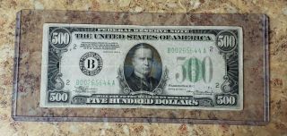 United States 1934 A $500 Dollar Bill Washington D.  C.  Federal Reserve Note