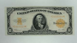 U.  S.  Series Of 1922 Ten Dollar Gold Note / Gold Seal Large Size Note Unc 6