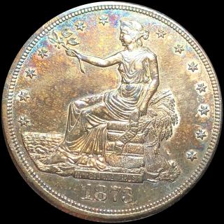 1873 - Cc Silver Trade Dollar Appears Uncirculated Rare Carson City Colorful Coin