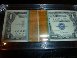1957 Pack Silver Certificates W/acrylic Display Holder 99 Notes