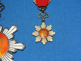 WWI - WWII Chinese Medal,  Order of the Golden Grain Pair w/ Mini 11