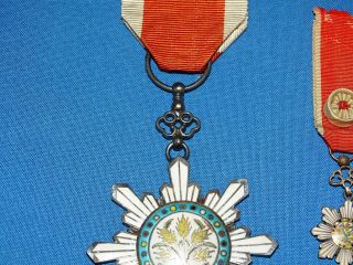 WWI - WWII Chinese Medal,  Order of the Golden Grain Pair w/ Mini 3