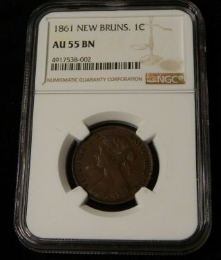 1861 Brunswick 1 Cent Ngc Au55 Bn