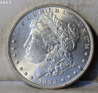 1898 Morgan Silver Dollar " Ch Bu " S/h After 1st Item