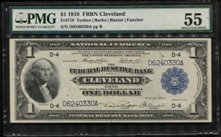 $1 1918 Federal Reserve Bank Note (frbn) Cleveland