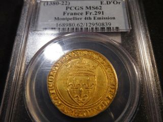D76 France Charles Vi 1380 - 1422 Gold Ecu D 