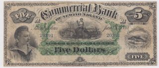 1888 Commercial Bank Of Newfoundland $5 - Ch 185 - 18 - 06