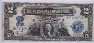 Series 1899 Two Dollars Silver Certificate Mini Porthole $2 Note Fr258