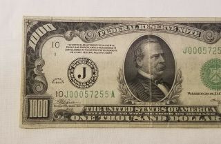 West Point Coins 1934 $1,  000 Federal Reserve Note ' J ' Kansas City FR - 2211 - J 3