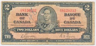 Bank Of Canada 2 Dollar 1937 Hb8120232 Bc22b - Circ