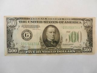 1934 - A $500 U.  S.  Fedral Reserve Note