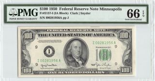 United States 1950 Fr.  2157 - I Pmg Gem Unc 66 Epq 100 Dollars Minneapolis Frn