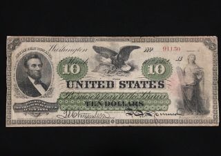 1862 $10 United States Treasury Note - Rare,
