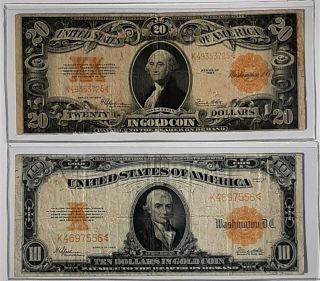 $20 And $10 Us Gold Certificates