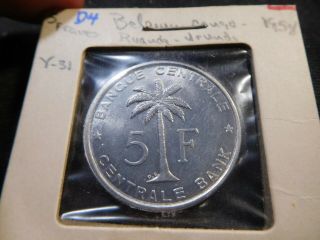 D4 Belgian Congo Ruanda - Urundi 1958 5 Francs
