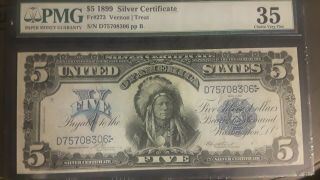 1899 $5 Silver Certificate Large Size Us Currency Rare Paper Money Choice Vf