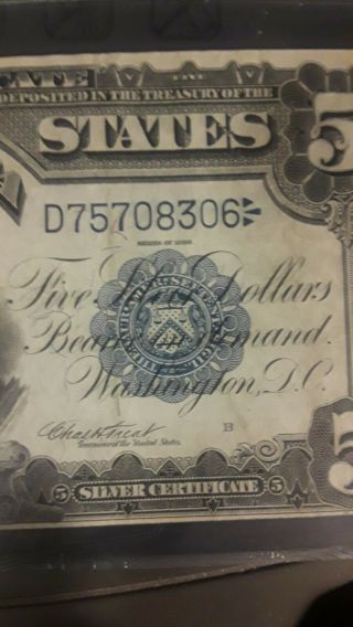 1899 $5 Silver Certificate Large Size US Currency Rare Paper Money Choice VF 7