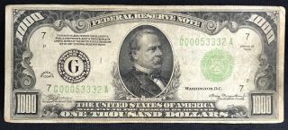 1934 One Thousand Dollar Bill Federal Reserve Note $1000