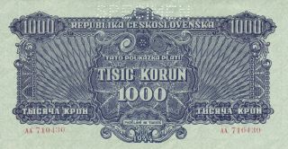 1000 Korun Unc Specimen Note From Russian Occupied Czechoslovakia 1944 Pick - 50