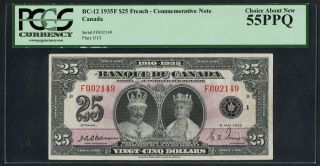 Canada Bc - 12 $25 1935f " French " Comm Note Pcgs 55 Ppq Choice About Wlm4410