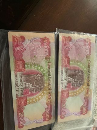 One Half Million Iraqi Dinar Uncirculated 20 X 25,  000 Iqd