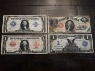 4 Different - 19th/ 20th Century Large Size Notes 1899 - $1,  1923 - $1,  1923 $1 - 1917 $1