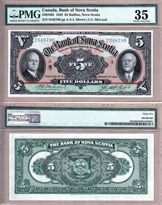 Bank Of Nova Scotia $5 1929,  Large Size Pmg Chvf35; Rainbow Design