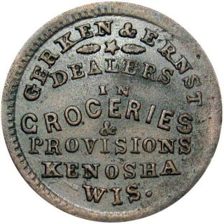 1863 Kenosha Wisconsin Civil War Token Gerken & Ernst R7