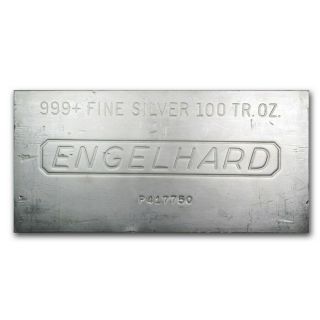 100 Oz Silver Bar - Engelhard - Sku 166597