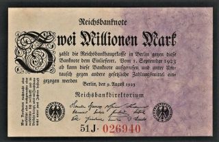 Vad - Germany - 2 Millionen Mark Banknote - P 103 (cv=18) Unc