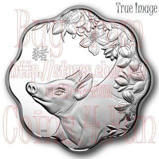 2019 - Lunar Lotus - Year of the Pig - $15 Pure Silver Proof Coin - Canada 2