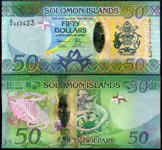 Solomon Islands 50 Dollars Nd 2017 Hybrid Prefix A/6 P 35 B Unc Nr