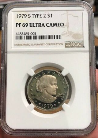 1979 - S Type 2 Susan B.  Anthony One Dollar Ngc Pf 69 Ultra Cameo