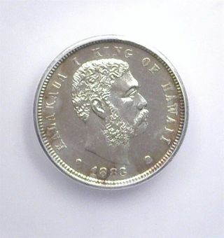 1883 Hawaii Silver 10 Cents Icg Ms63 Scarce